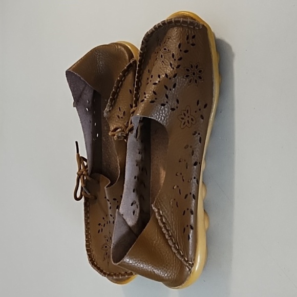 Fantini Soft Supple Leather Tan Brown Moccasin Lazer Cut Driving Shoe - Picture 4 of 11